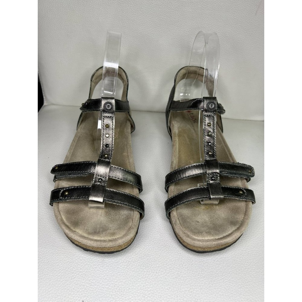 TAOS Women's Sandals Black Leather Trophy Support Adjustable Straps Size 8 - Picture 2 of 5